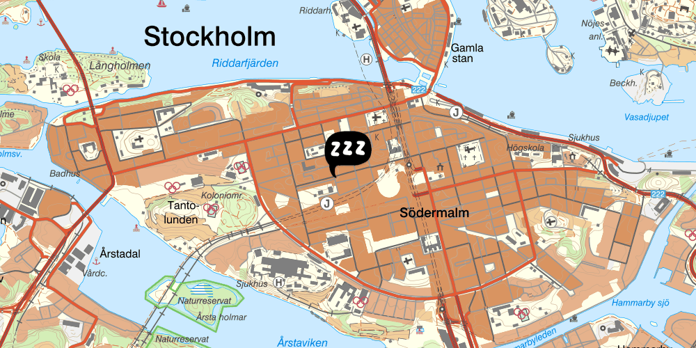 Map showing the location of Tre små rum