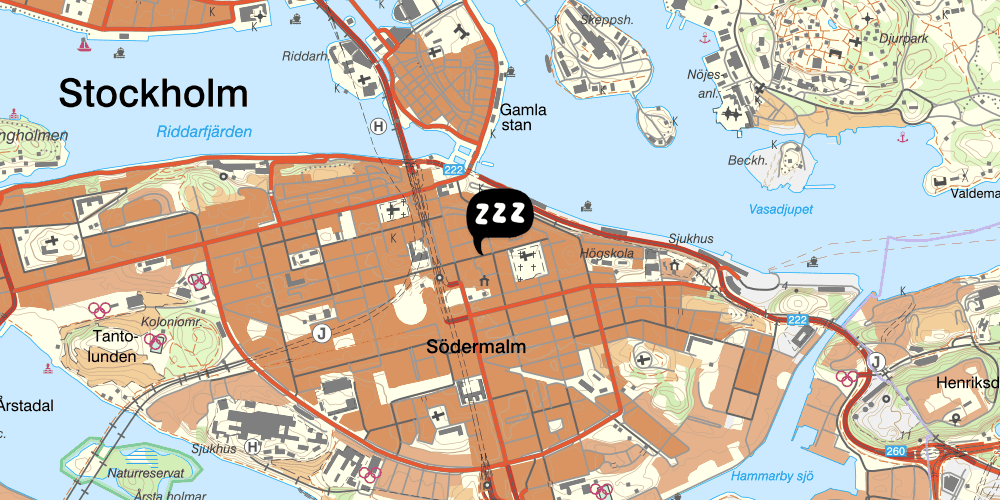 Map showing the location of Mosebacke