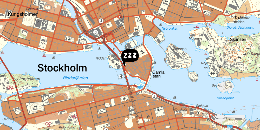 Map showing the location of Old Town Hostel