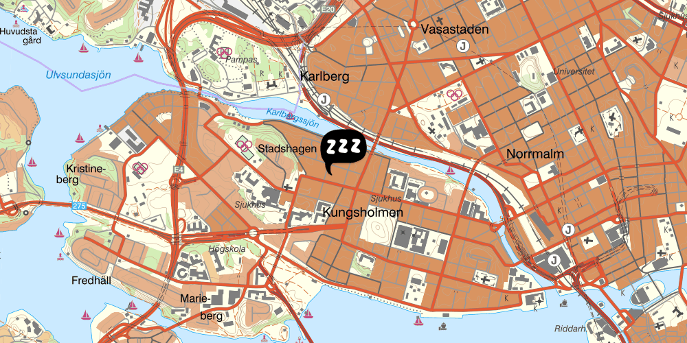 Map showing the location of Stockholm Hostel