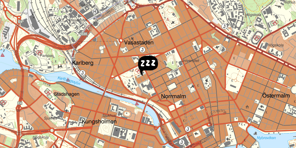 Map showing the location of Hostel Dalagatan
