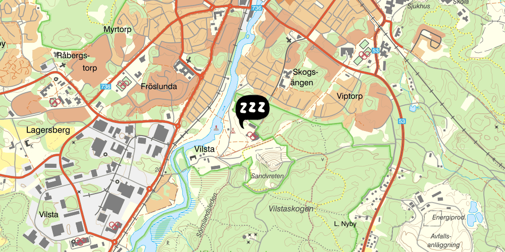 Map showing the location of Vilsta Sporthotell