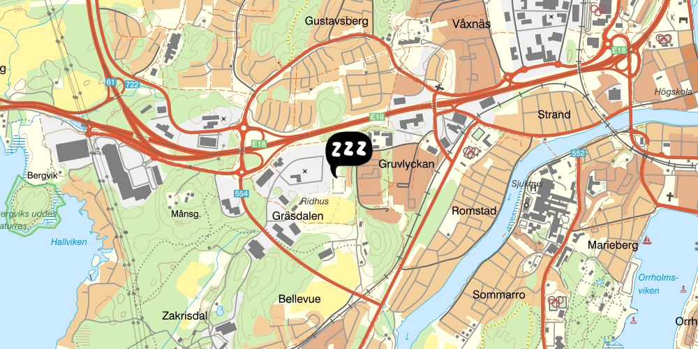 Map showing the location of Villa Gräsdalen