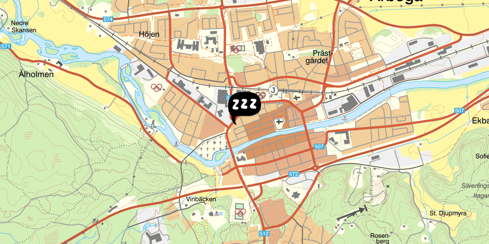 Map showing the location of Arboga Hostel – Räntmästaregården