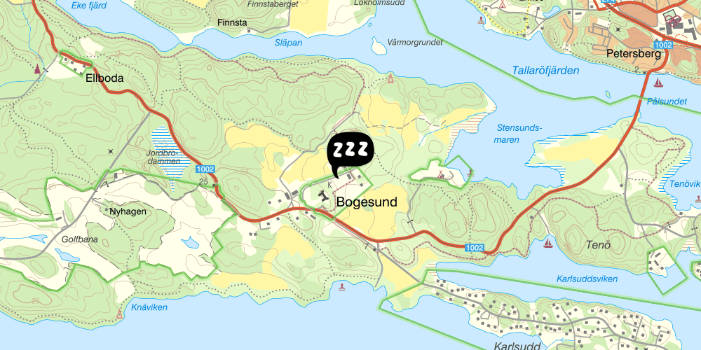 Map showing the location of STF Bogesunds Vandrarhem