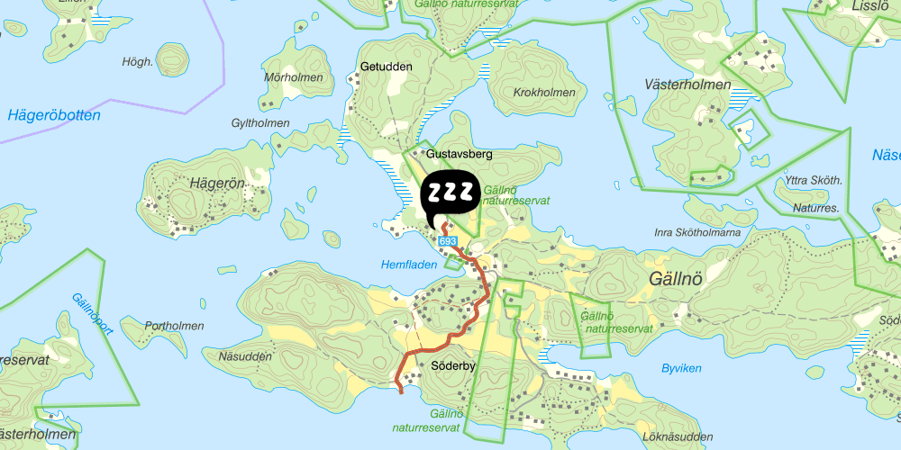 Map showing the location of Gällnö vandrarhem