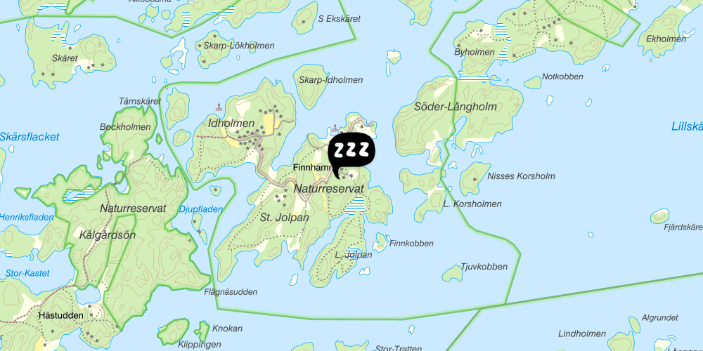 Map showing the location of STF Finnhamns Vandrarhem