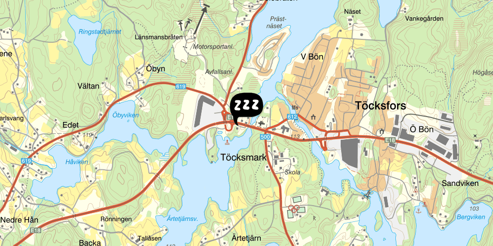 Map showing the location of Turistgården Töcksfors