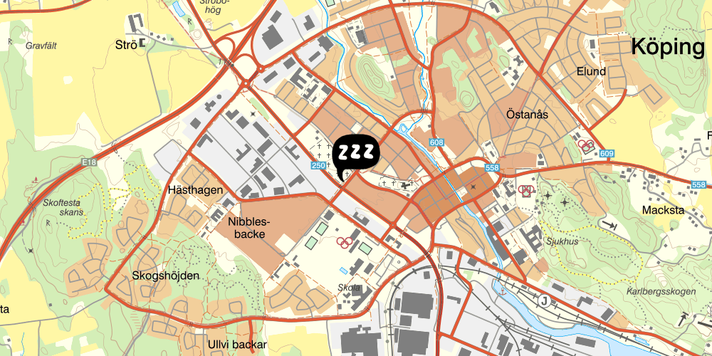 Map showing the location of Vandrarhem Tre Knektar Köping