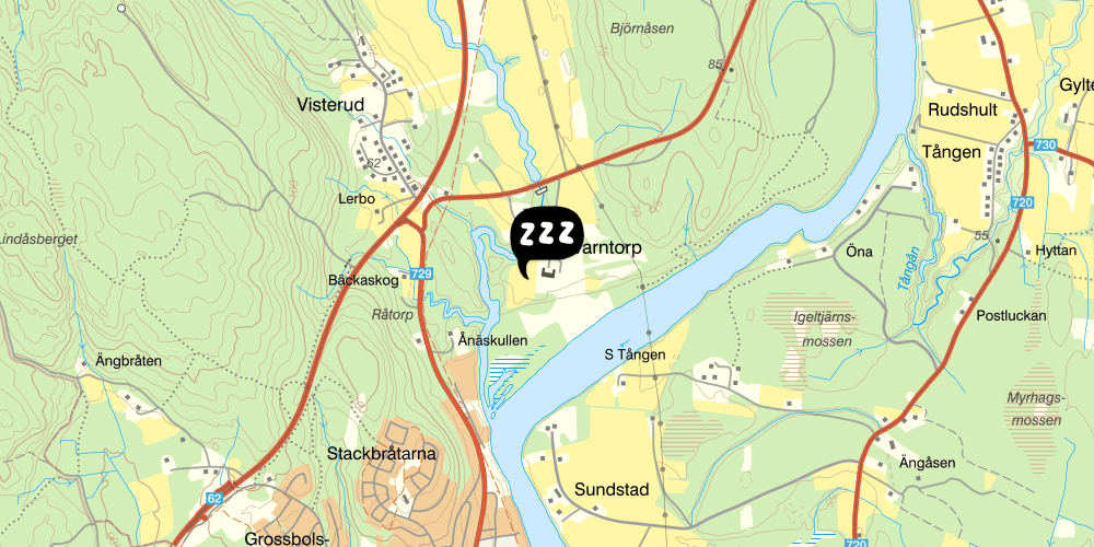 Map showing the location of B&B Kvarntorps Herrgård