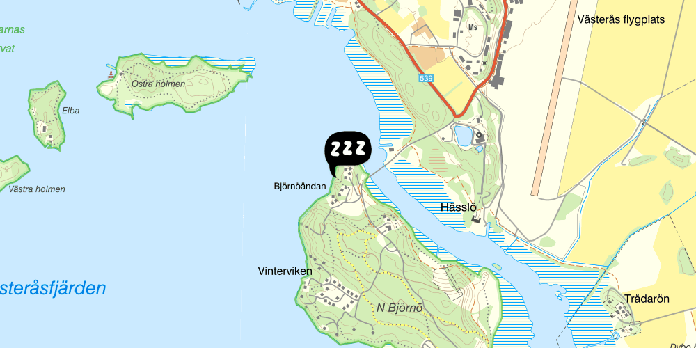 Map showing the location of Café Björnen