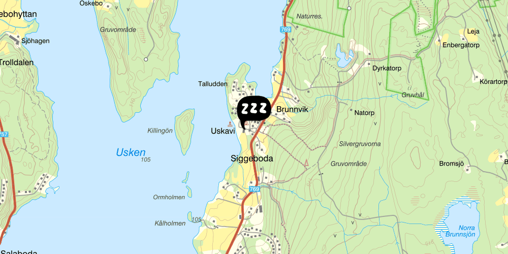 Map showing the location of Uskavigården