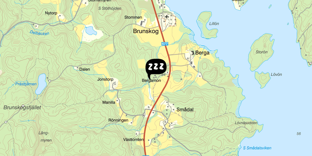 Map showing the location of Brunskog Vandrarhem