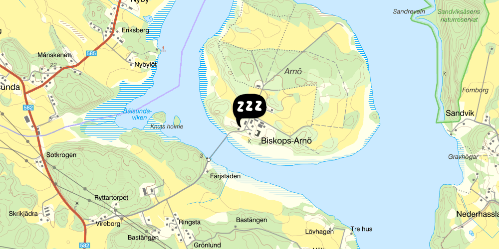 Map showing the location of Biskops-Arnö Vandrarhem