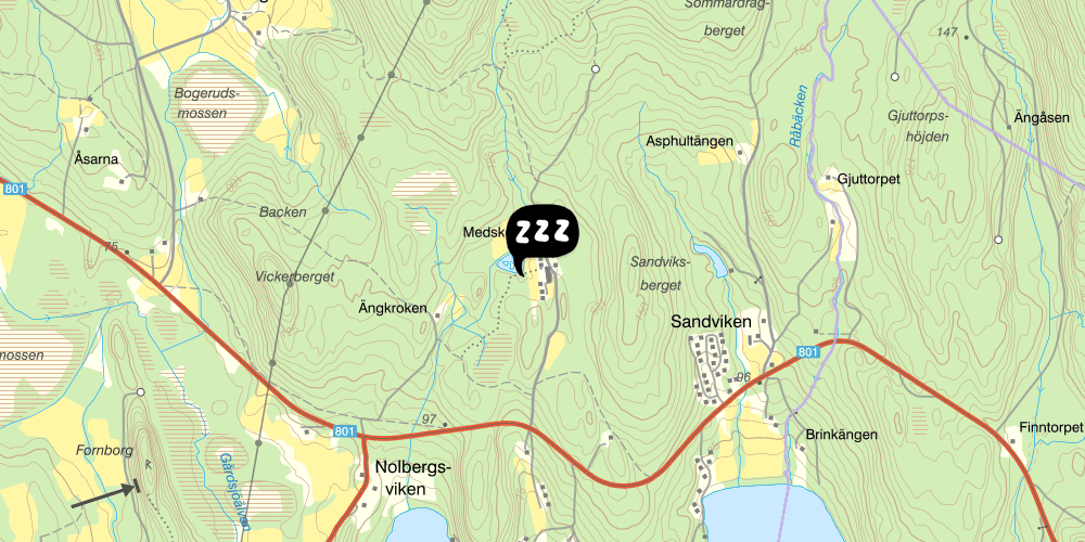 Map showing the location of STF Medskog/Östra Ämtervik vandrarhem