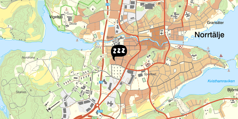 Map showing the location of Vandrarhemmet Hvilan Norrtälje