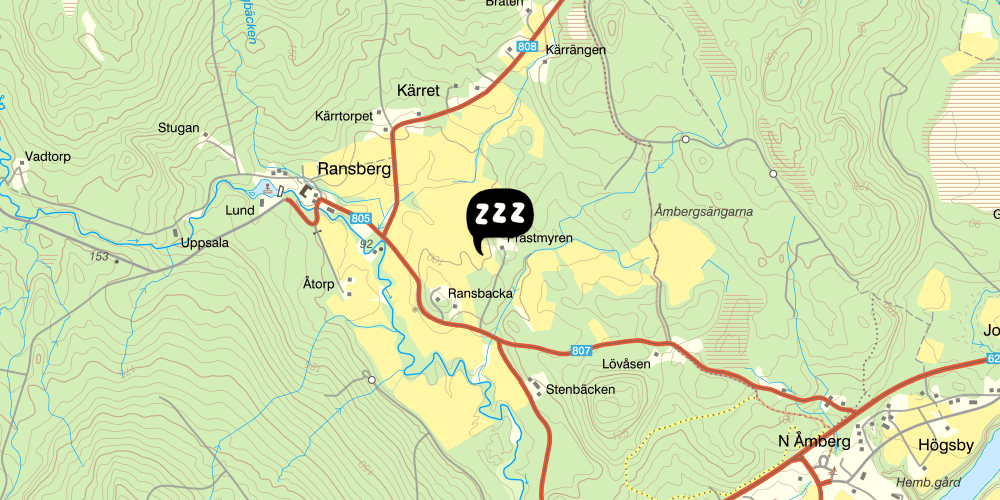 Map showing the location of Prästmyrens vandrarhem