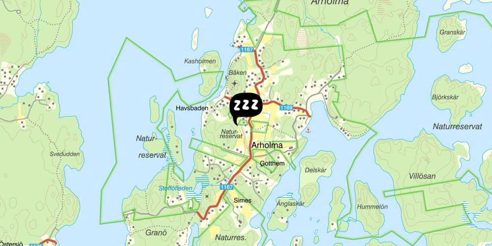 Map showing the location of Vandrarhem Bull-August gård