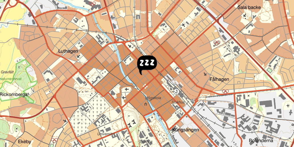 Map showing the location of Uppsala City Hostel