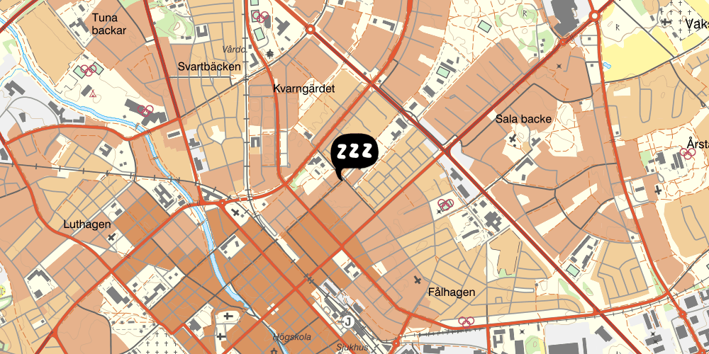 Map showing the location of Kvarntorget Hotell & Hostel