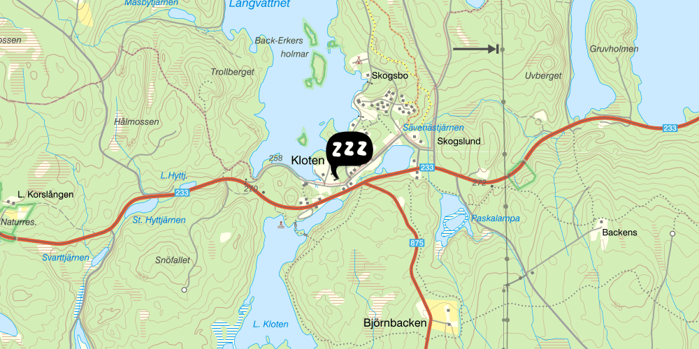 Map showing the location of Wilderness Cottage