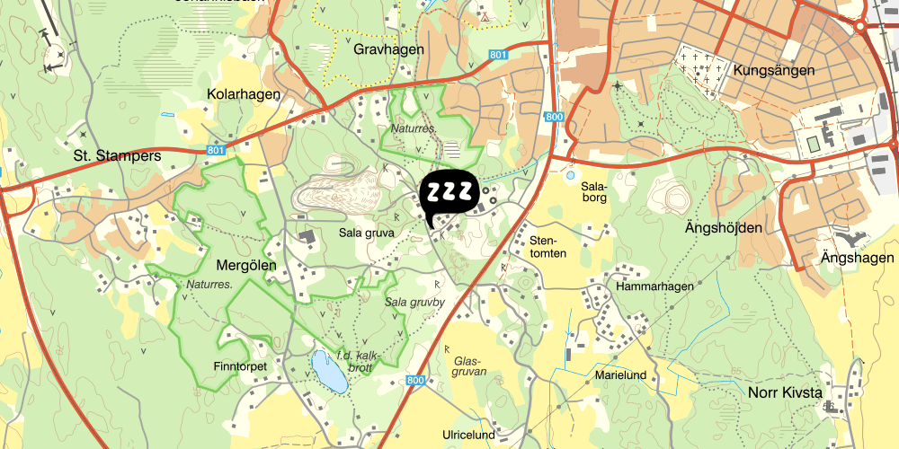 Map showing the location of STF Sala Silvergruva